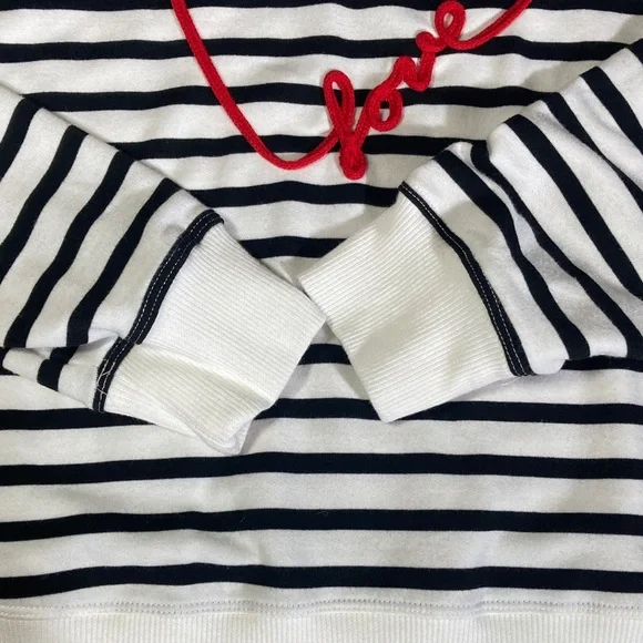 Marled Reunited Clothing Red 'Love' Black White Striped Sweater Size Large - Picture 4 of 9